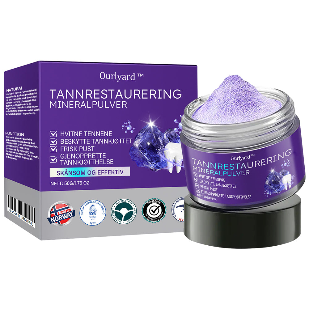 ✅Offisiell butikk | Ourlyard™ Tannhelse Mineralpulver🧑🏽⚕️Godkjent av Legemiddelverket (Behandler periodontitt og munnsår, forebygger tannfall og reparerer tannkjøttresesjon)