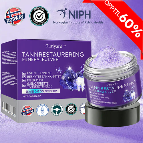 ✅Offisiell butikk | Ourlyard™ Tannhelse Mineralpulver🧑🏽⚕️Godkjent av Legemiddelverket (Behandler periodontitt og munnsår, forebygger tannfall og reparerer tannkjøttresesjon)