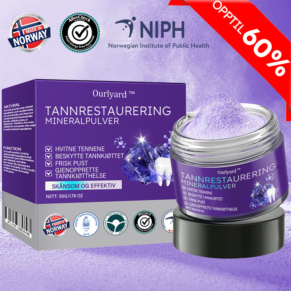 ✅Offisiell butikk | Ourlyard™ Tannhelse Mineralpulver🧑🏽‍⚕️Godkjent av Legemiddelverket (Behandler periodontitt og munnsår, forebygger tannfall og reparerer tannkjøttresesjon)
